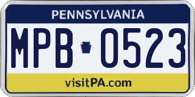 PA license plate MPB0523