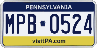PA license plate MPB0524