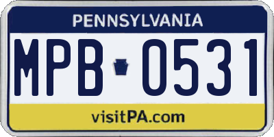 PA license plate MPB0531