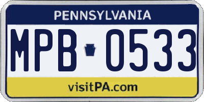 PA license plate MPB0533