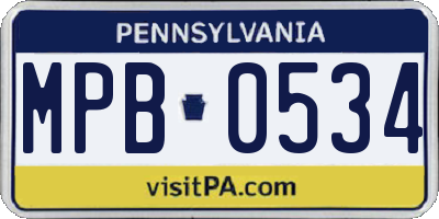 PA license plate MPB0534