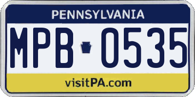 PA license plate MPB0535
