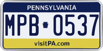 PA license plate MPB0537