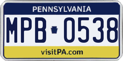 PA license plate MPB0538