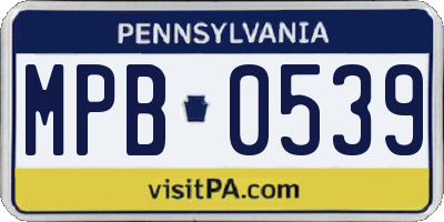 PA license plate MPB0539