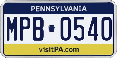PA license plate MPB0540