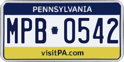 PA license plate MPB0542