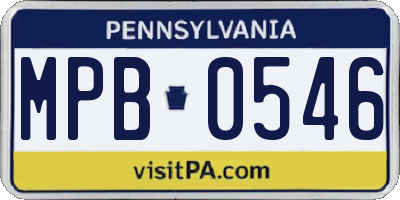 PA license plate MPB0546