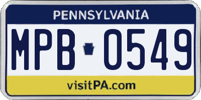 PA license plate MPB0549