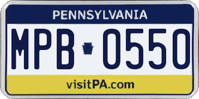 PA license plate MPB0550