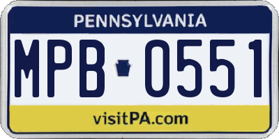 PA license plate MPB0551