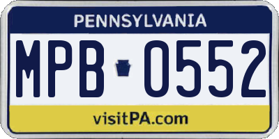 PA license plate MPB0552