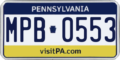 PA license plate MPB0553