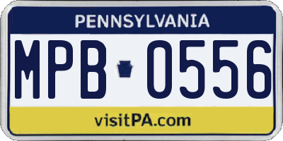 PA license plate MPB0556
