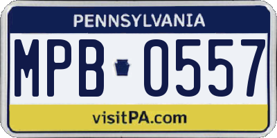PA license plate MPB0557