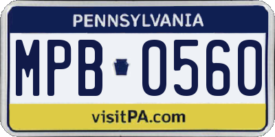 PA license plate MPB0560