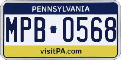 PA license plate MPB0568