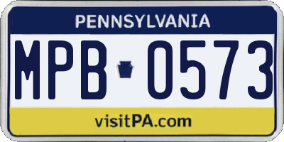 PA license plate MPB0573