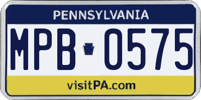 PA license plate MPB0575
