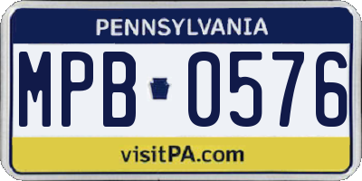PA license plate MPB0576