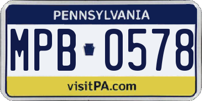 PA license plate MPB0578