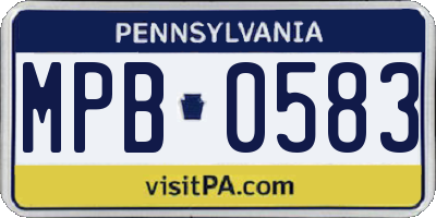 PA license plate MPB0583