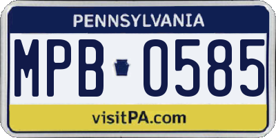 PA license plate MPB0585