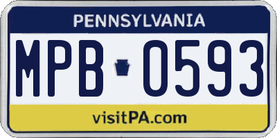 PA license plate MPB0593