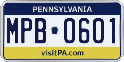 PA license plate MPB0601