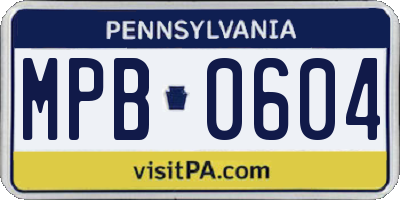 PA license plate MPB0604