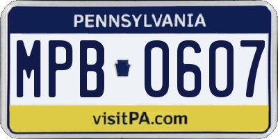 PA license plate MPB0607
