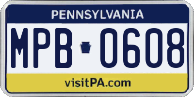 PA license plate MPB0608