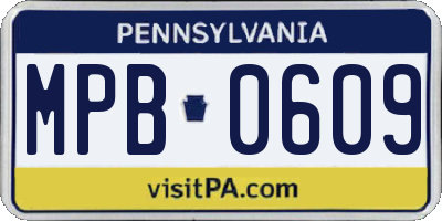 PA license plate MPB0609