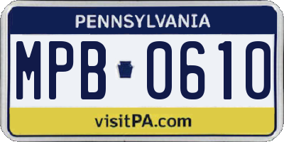 PA license plate MPB0610
