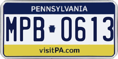 PA license plate MPB0613