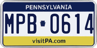 PA license plate MPB0614