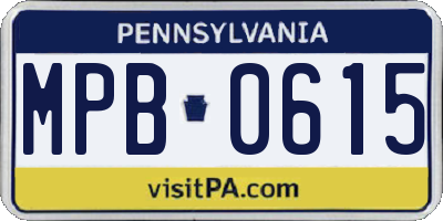 PA license plate MPB0615