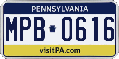PA license plate MPB0616