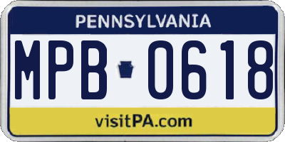 PA license plate MPB0618