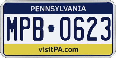 PA license plate MPB0623