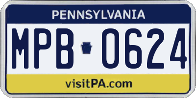 PA license plate MPB0624
