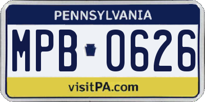 PA license plate MPB0626
