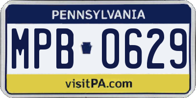 PA license plate MPB0629