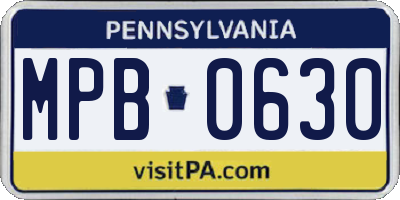 PA license plate MPB0630