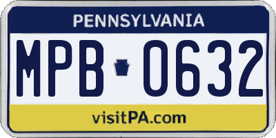 PA license plate MPB0632