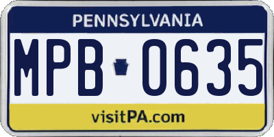 PA license plate MPB0635