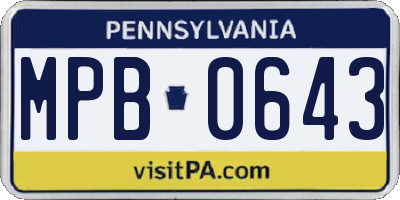PA license plate MPB0643