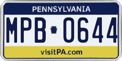 PA license plate MPB0644