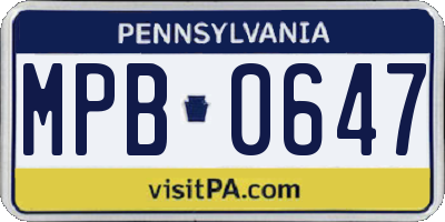 PA license plate MPB0647