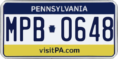 PA license plate MPB0648